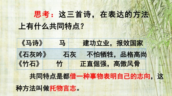 统编版语文六年级下册10古诗三首《马诗》《石灰吟》《竹石》课件