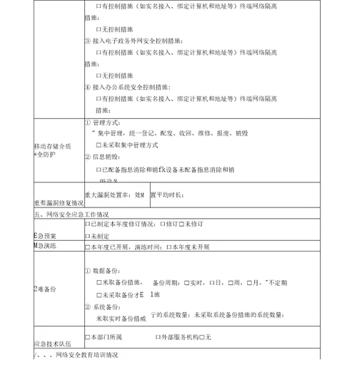 网络安全检查表格