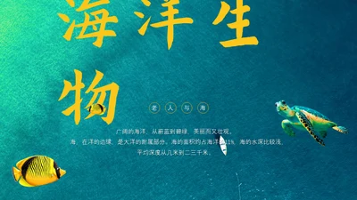 绿色海洋生物海洋资源通用PPT模板
