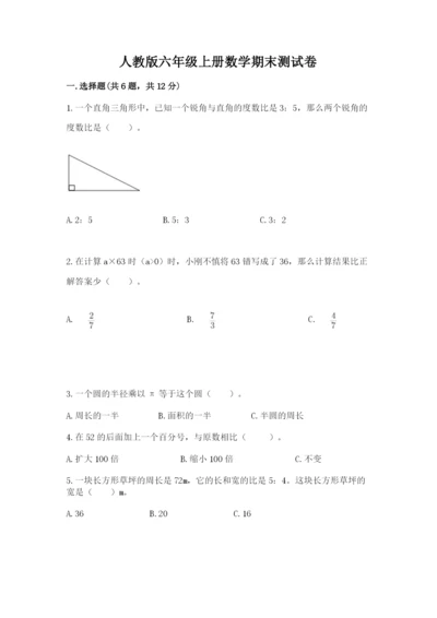 人教版六年级上册数学期末测试卷（达标题）word版.docx