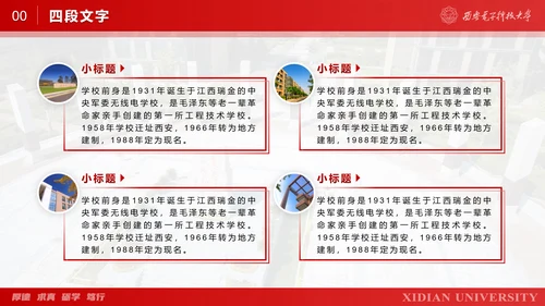 西安电子科技大学毕业论文答辩通用PPT模板