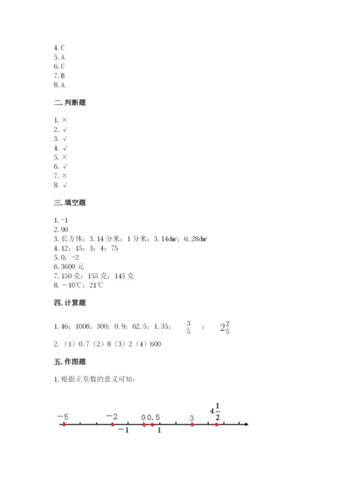 人教版六年级下册数学期末测试卷及参考答案【新】.docx