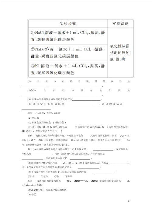20192020学年高中化学专题2从海水中获得的化学物质第一单元氯、溴、碘及其化合物第4课时溴、碘的提