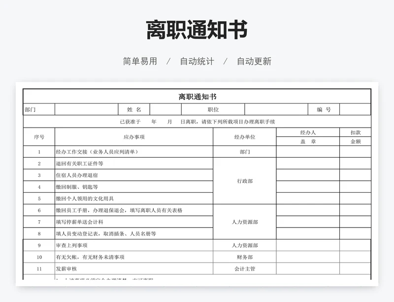 离职通知书