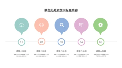 小清新彩色5项时间轴单页PPT模板