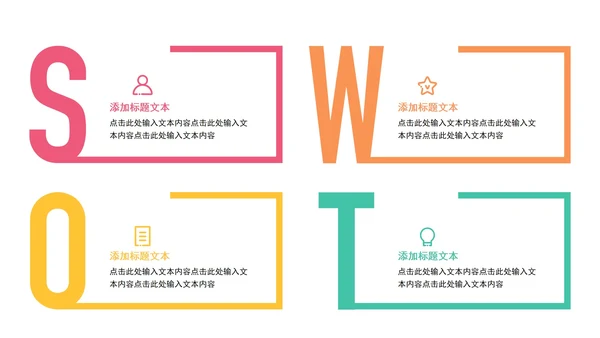 一键改色通用SWOT逻辑关系图PPT模板