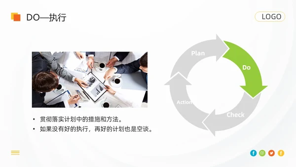 橙色简约pdca循环工作方法培训PPT模板动态PPT宣传PP