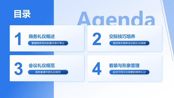 蓝色商务风商务礼仪培训PPT模板