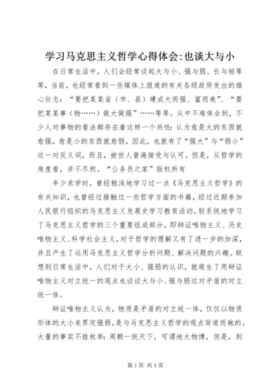 学习马克思主义哲学心得体会-也谈大与小.docx