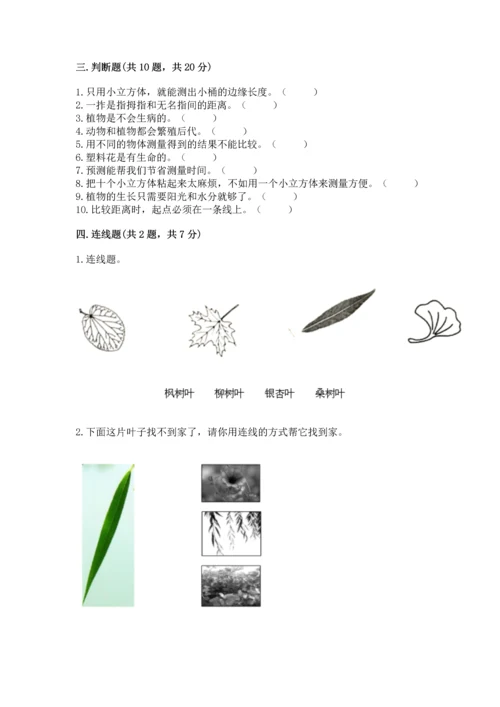 教科版一年级上册科学期末测试卷（达标题）.docx