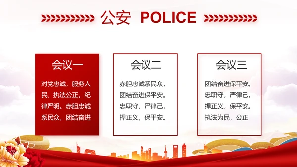 红色大气公安民警年终述职报告新年计划PPT