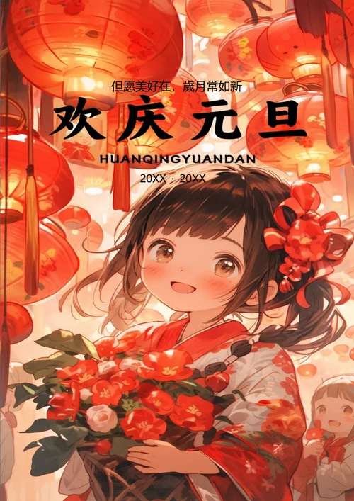 欢庆元旦喜庆背景元旦海报