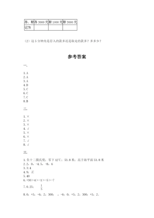 小升初数学综合模拟试卷及参考答案（模拟题）.docx