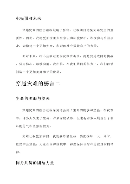 穿越灾难的感言