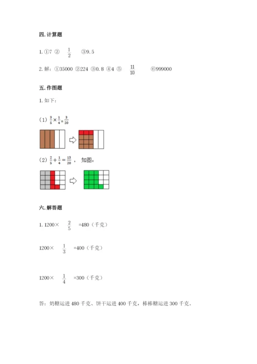 西师大版六年级上册数学第一单元 分数乘法 测试卷附答案（综合卷）.docx
