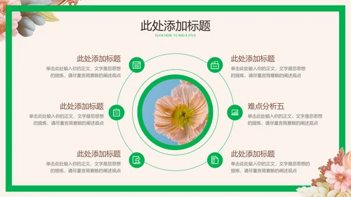 粉色清新花卉通用工作计划PPT演示模板