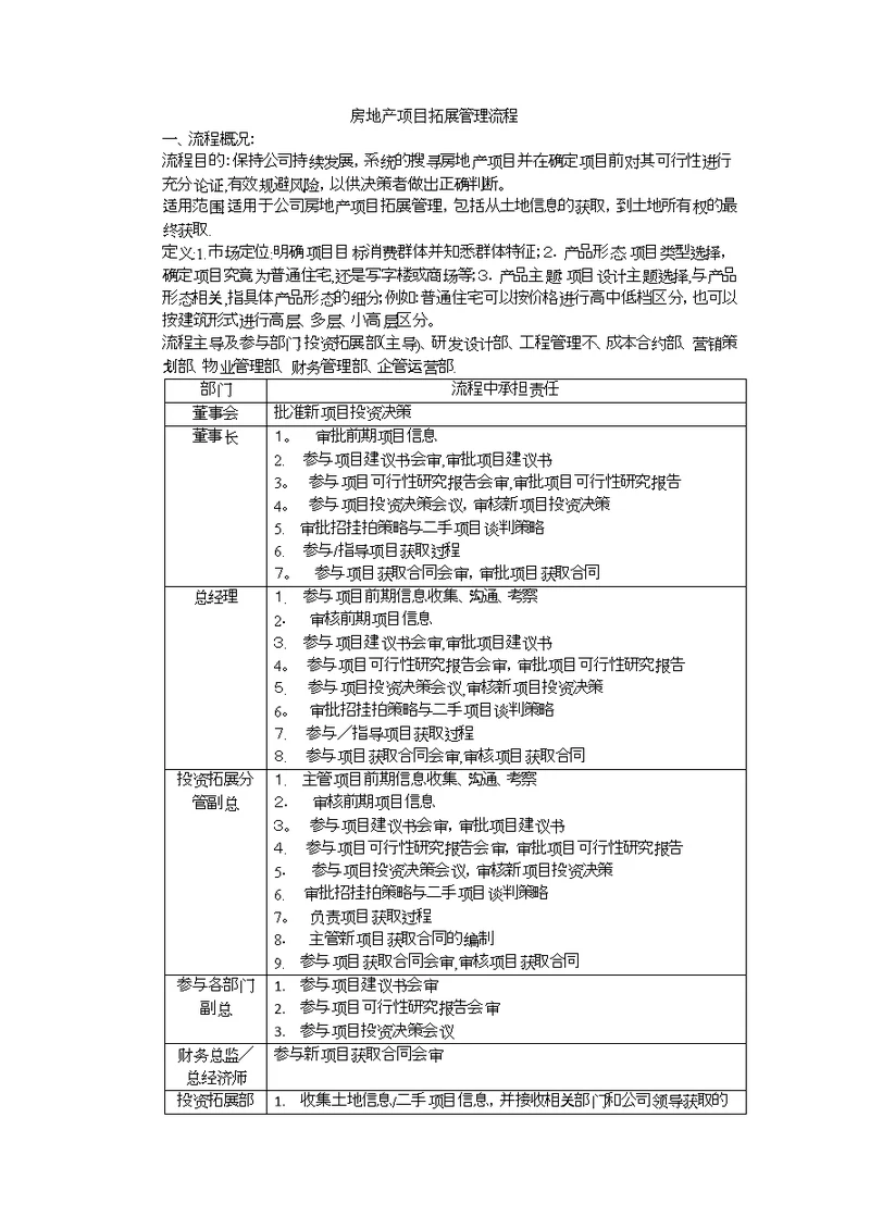 房地产投资拓展流程