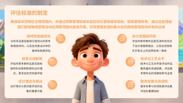 橙黄色卡通风艺术作品集PPT