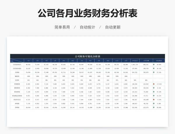 公司各月业务财务分析表