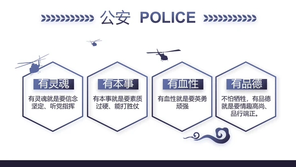 蓝色公安警察年终工作总结述职报告动态PPT
