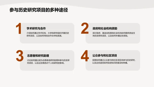 棕色扁平简约历史学研究方法培训课件PPT模板