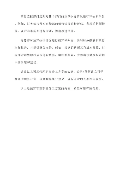 完善预算管理职责分工方案