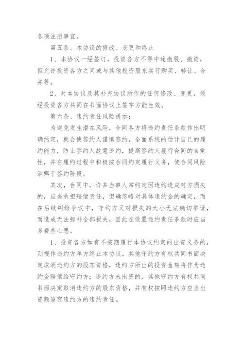 投资入股建立公司协议书.docx