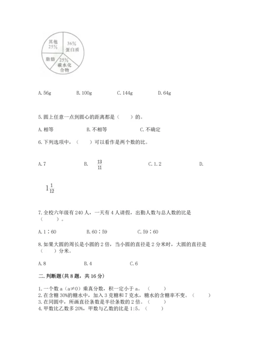 人教版数学六年级上册期末测试卷含答案（达标题）.docx