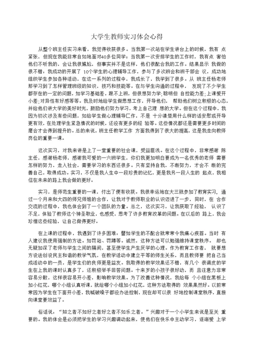 大学生教师实习体会心得