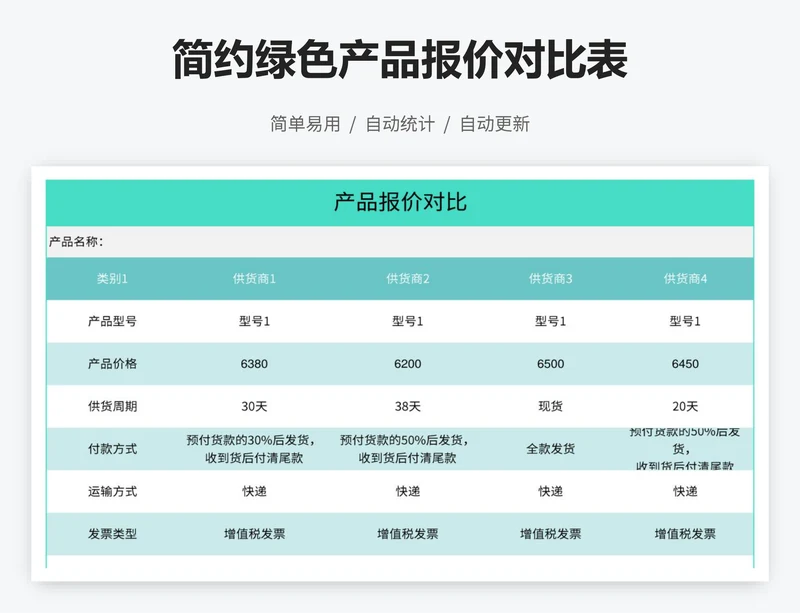 简约绿色产品报价对比表