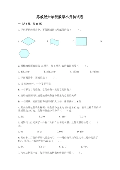 苏教版六年级数学小升初试卷及答案【名师系列】.docx