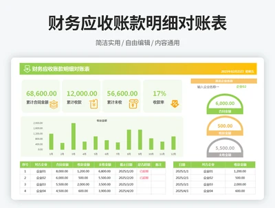 财务应收账款明细对账表