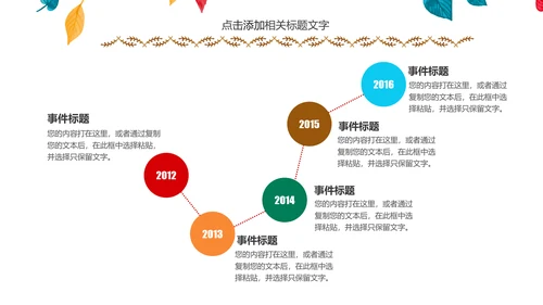 精美四色水彩树叶2017年年终总结PPT