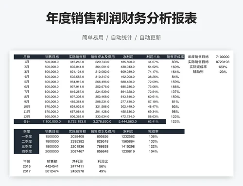 年度销售利润财务分析报表