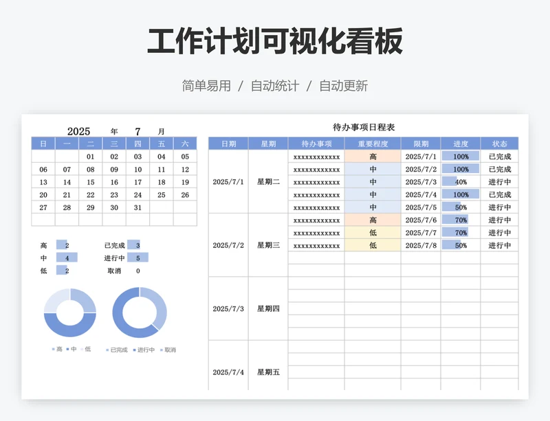 工作计划可视化看板