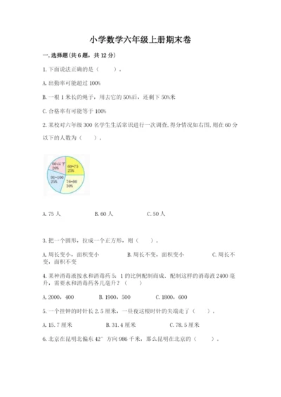 小学数学六年级上册期末卷附参考答案（黄金题型）.docx
