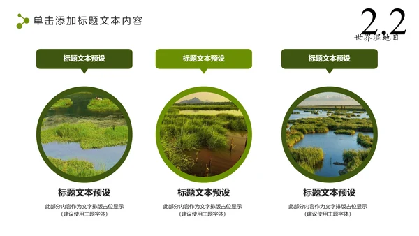 清新简约世界湿地森林日绿色环保PPT模板