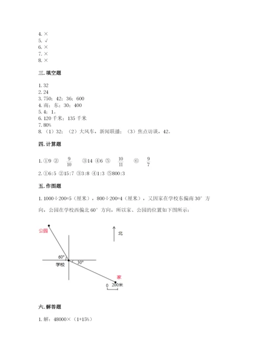 人教版六年级上册数学期末测试卷精编答案.docx