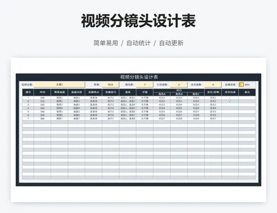 视频分镜头设计表