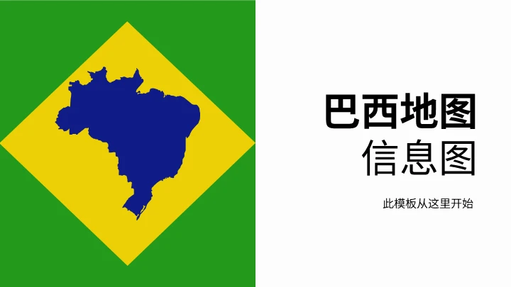 巴西地图信息可视化通用PPT图表模板