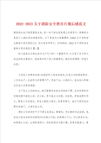 20222023关于消防安全教育片观后感范文