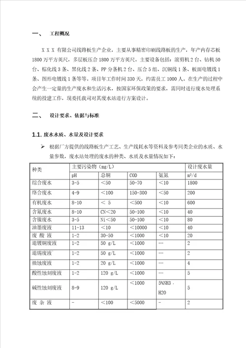 线路板废水处理及回用系统设计方案