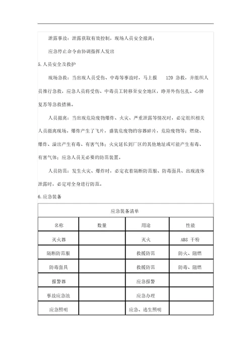 危险废物环境应急处置预案样本