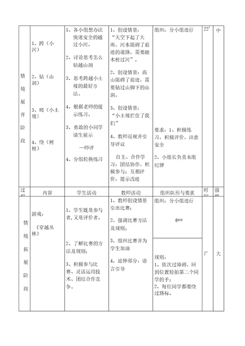 小学水平二体育《障碍跑》教案与反思