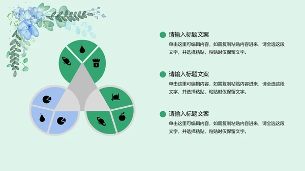 水彩植物文艺小清新商务PPT模板