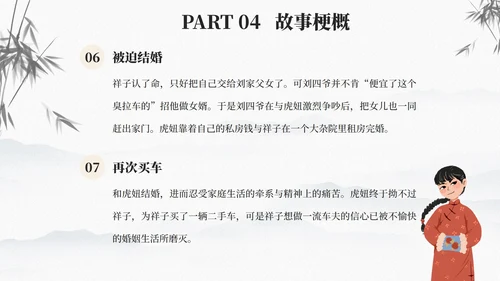 古风骆驼祥子文学读书分享课件PPT模板