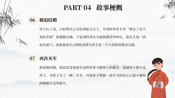 古风骆驼祥子文学读书分享课件PPT模板