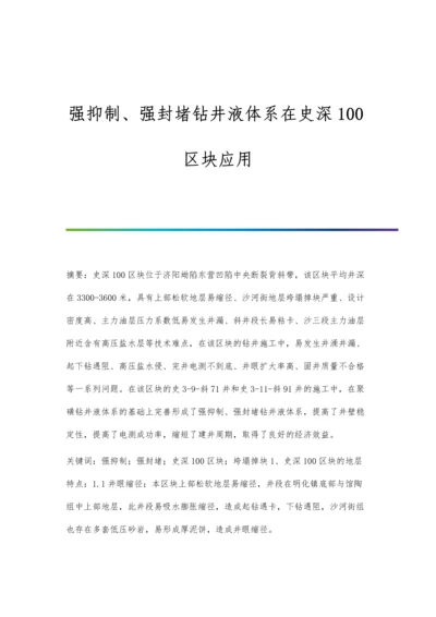 强抑制、强封堵钻井液体系在史深100区块应用.docx