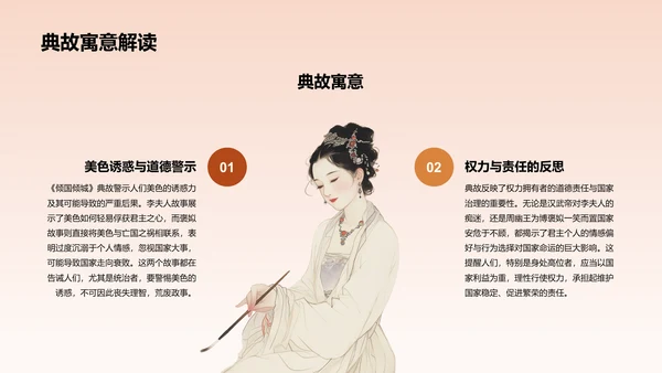 橙色水墨风倾国倾城历史典故赏析PPT模板