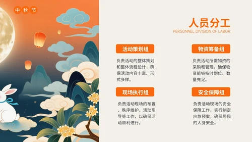 橙色插画风中秋节文化活动策划PPT模板